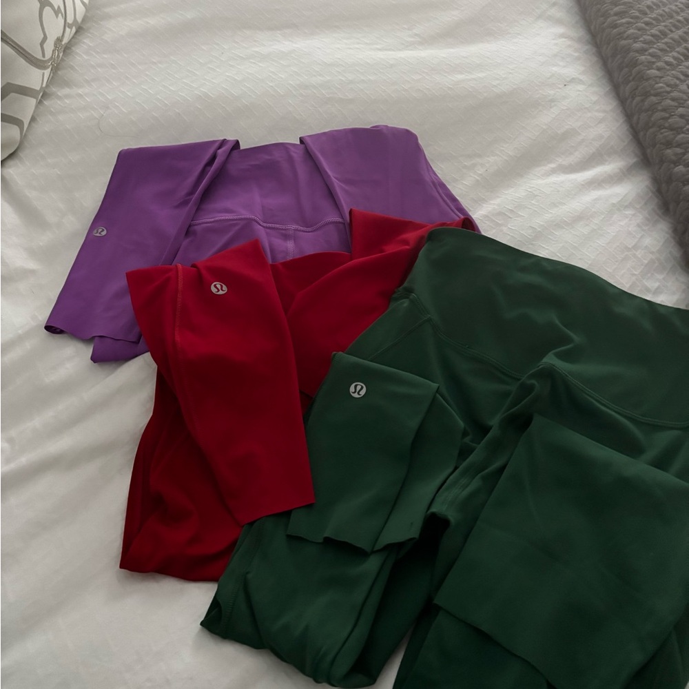 Lululemon Purple, Red, and Green Activewear Set